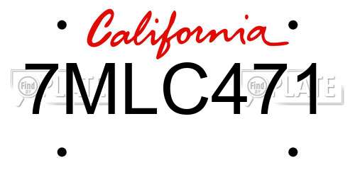 7MLC471 California License Plate