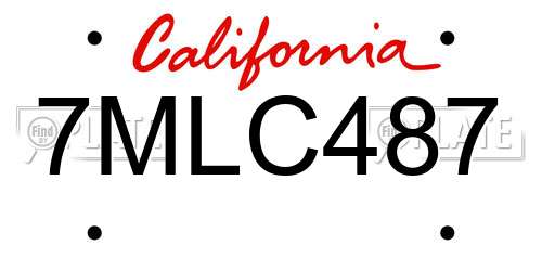 7MLC487 California License Plate