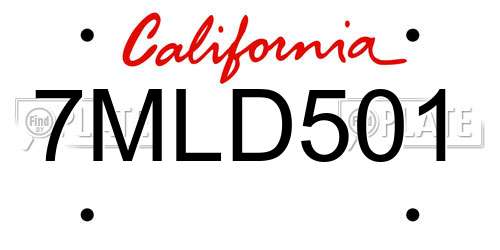 7MLD501 California License Plate
