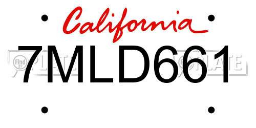7MLD661 California License Plate