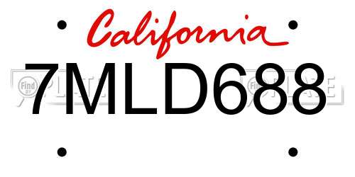 7MLD688 California License Plate