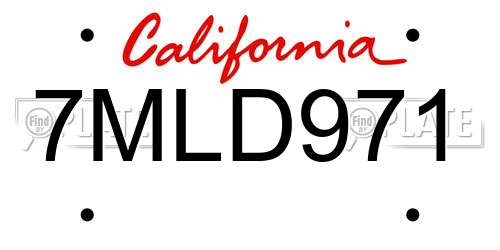 7MLD971 California License Plate