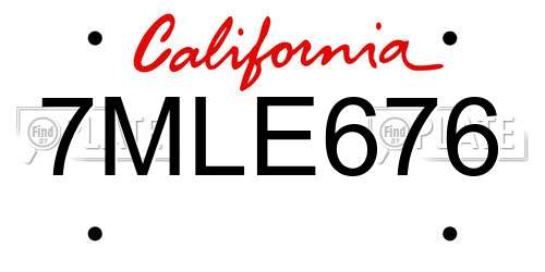 7MLE676 California License Plate