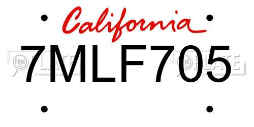 7MLF705 California License Plate