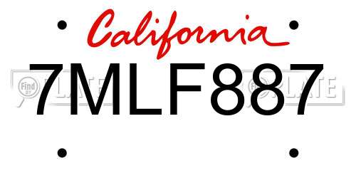 7MLF887 California License Plate