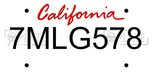 7MLG578 California License Plate
