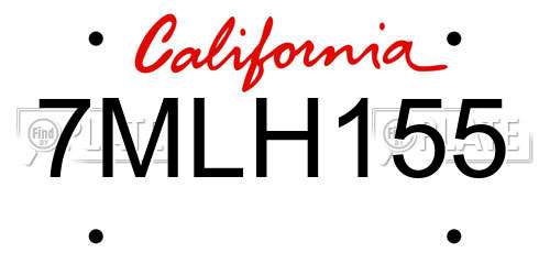 7MLH155 California License Plate
