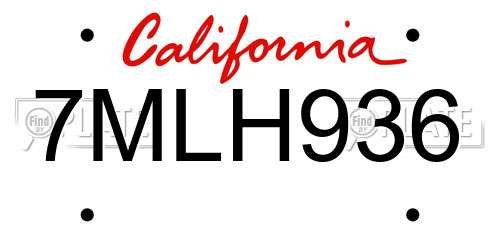 7MLH936 California License Plate