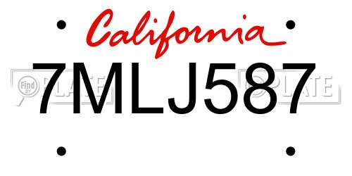 7MLJ587 California License Plate