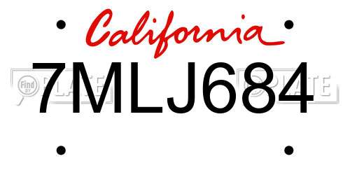 7MLJ684 California License Plate