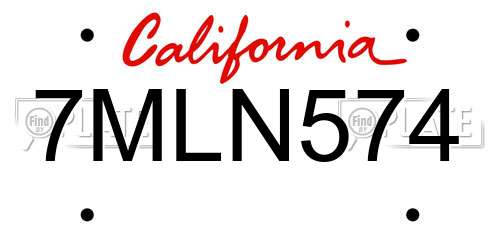 7MLN574 California License Plate