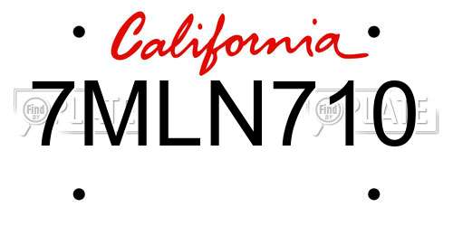7MLN710 California License Plate