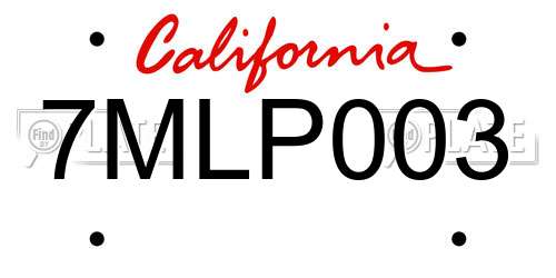 7MLP003 California License Plate