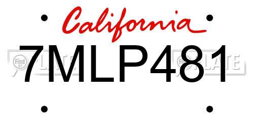 7MLP481 California License Plate