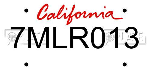 7MLR013 California License Plate