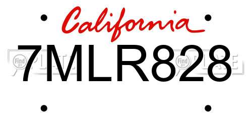 7MLR828 California License Plate