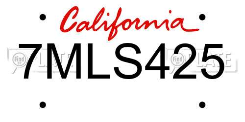 7MLS425 California License Plate