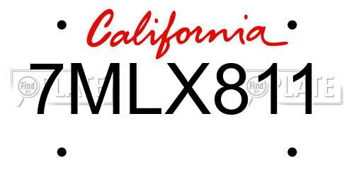 7MLX811 California License Plate