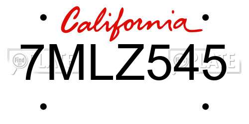 7MLZ545 California License Plate