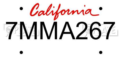 7MMA267 California License Plate