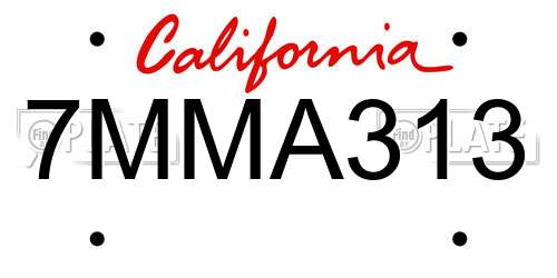 7MMA313 California License Plate