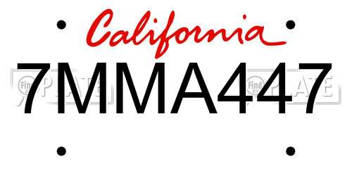 7MMA447 California License Plate