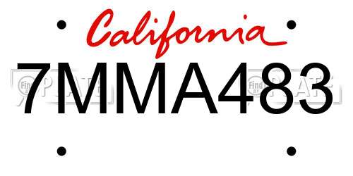 7MMA483 California License Plate