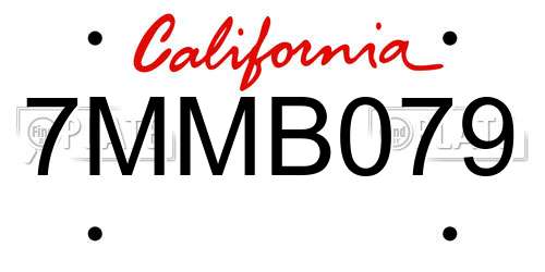 7MMB079 California License Plate