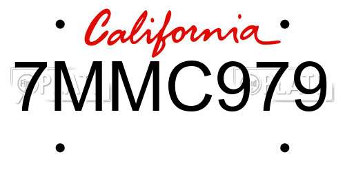 7MMC979 California License Plate