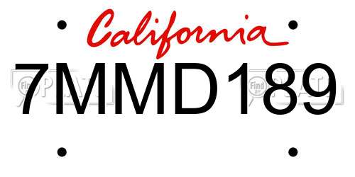 7MMD189 California License Plate