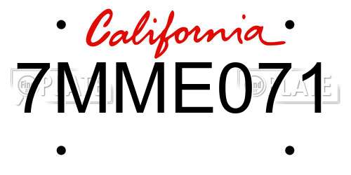 7MME071 California License Plate