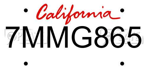 7MMG865 California License Plate