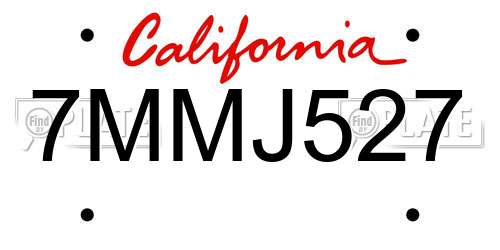 7MMJ527 California License Plate
