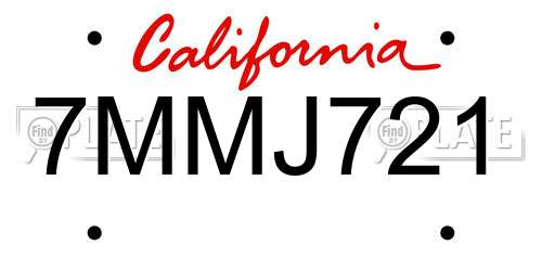 7MMJ721 California License Plate