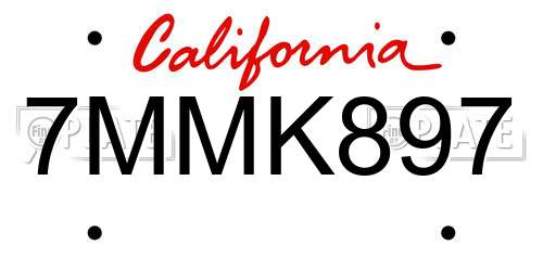 7MMK897 California License Plate