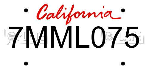 7MML075 California License Plate