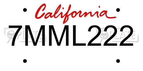 7MML222 California License Plate