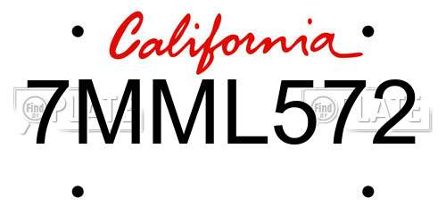 7MML572 California License Plate