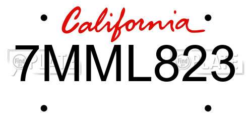 7MML823 California License Plate
