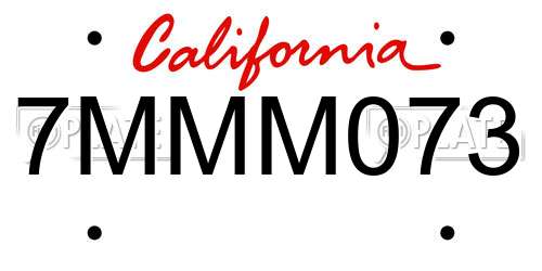 7MMM073 California License Plate