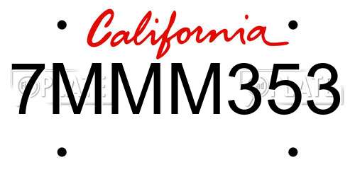 7MMM353 California License Plate