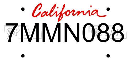 7MMN088 California License Plate