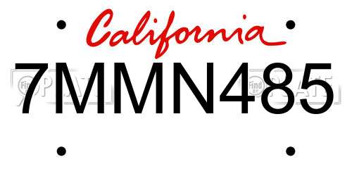 7MMN485 California License Plate