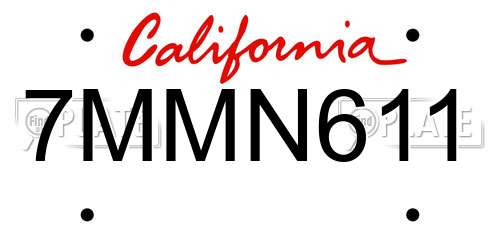 7MMN611 California License Plate