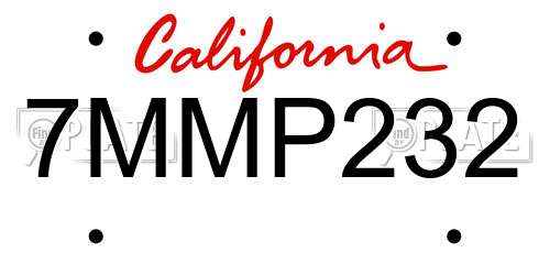 7MMP232 California License Plate