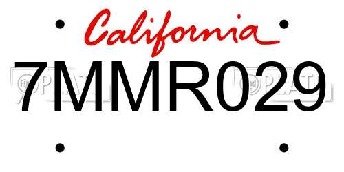 7MMR029 California License Plate