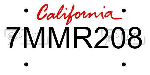7MMR208 California License Plate
