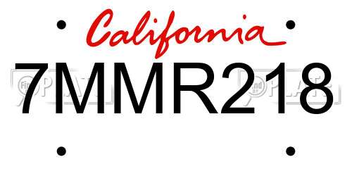 7MMR218 California License Plate