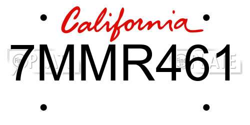 7MMR461 California License Plate