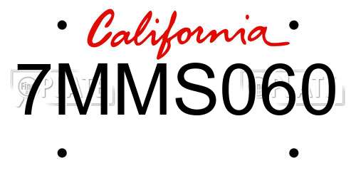 7MMS060 California License Plate
